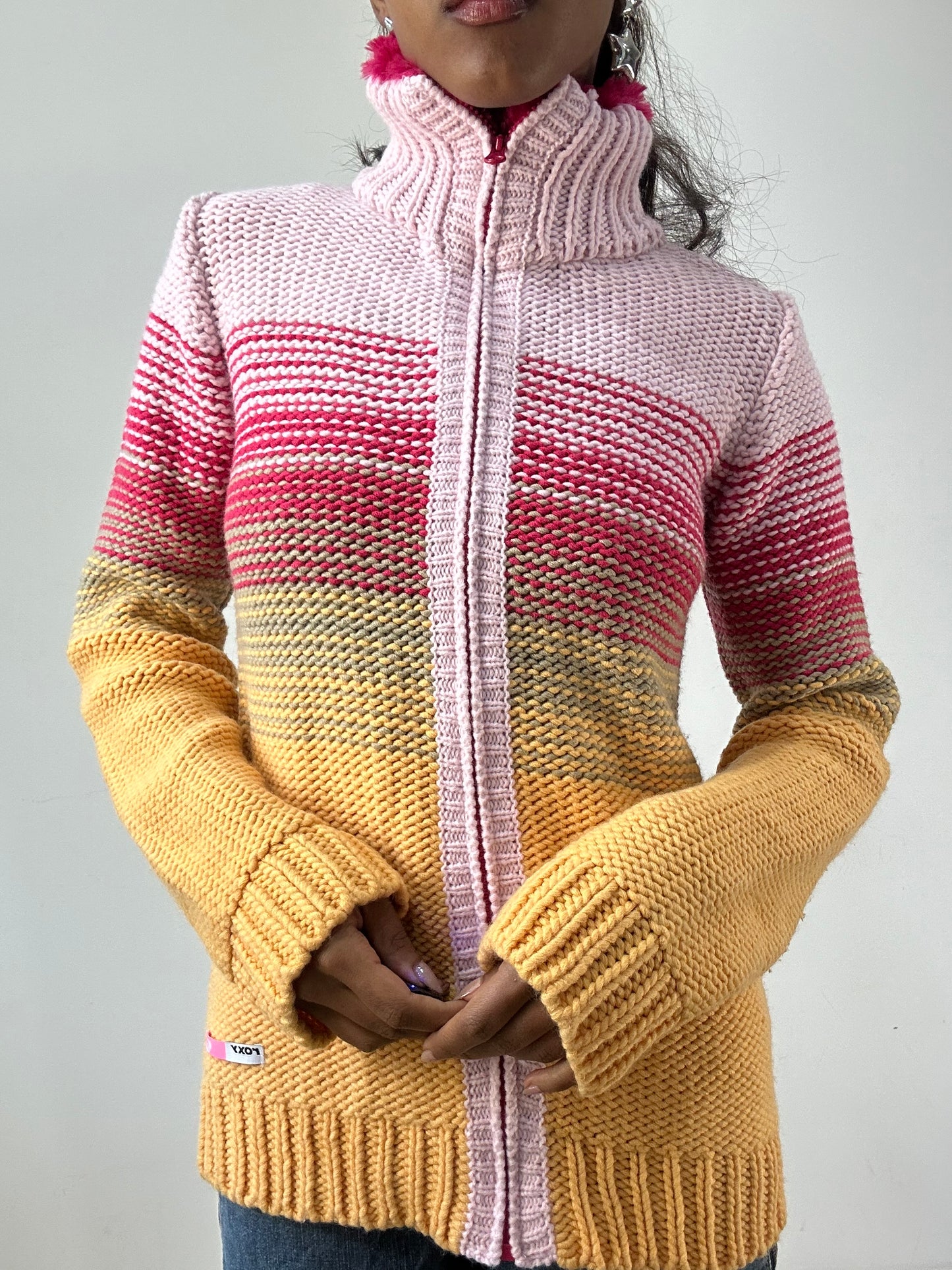 BEST PICKS | medium yellow and pink roxy zip up hoodie