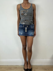 💻💚 vintage edit eighteen | small blue denim zip low waisted mini skirt
