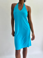 zara larsson drop | taille: S · couleur: bleu · article: robe · détails: encolure dos-nu + longueur midi