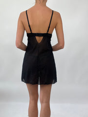 PALM BEACH DROP | small black polka dress mini dress with built in bra
