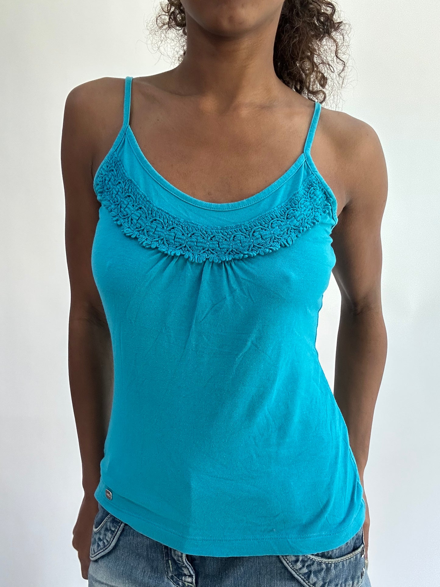 wag drop | small blue ruffle cami top