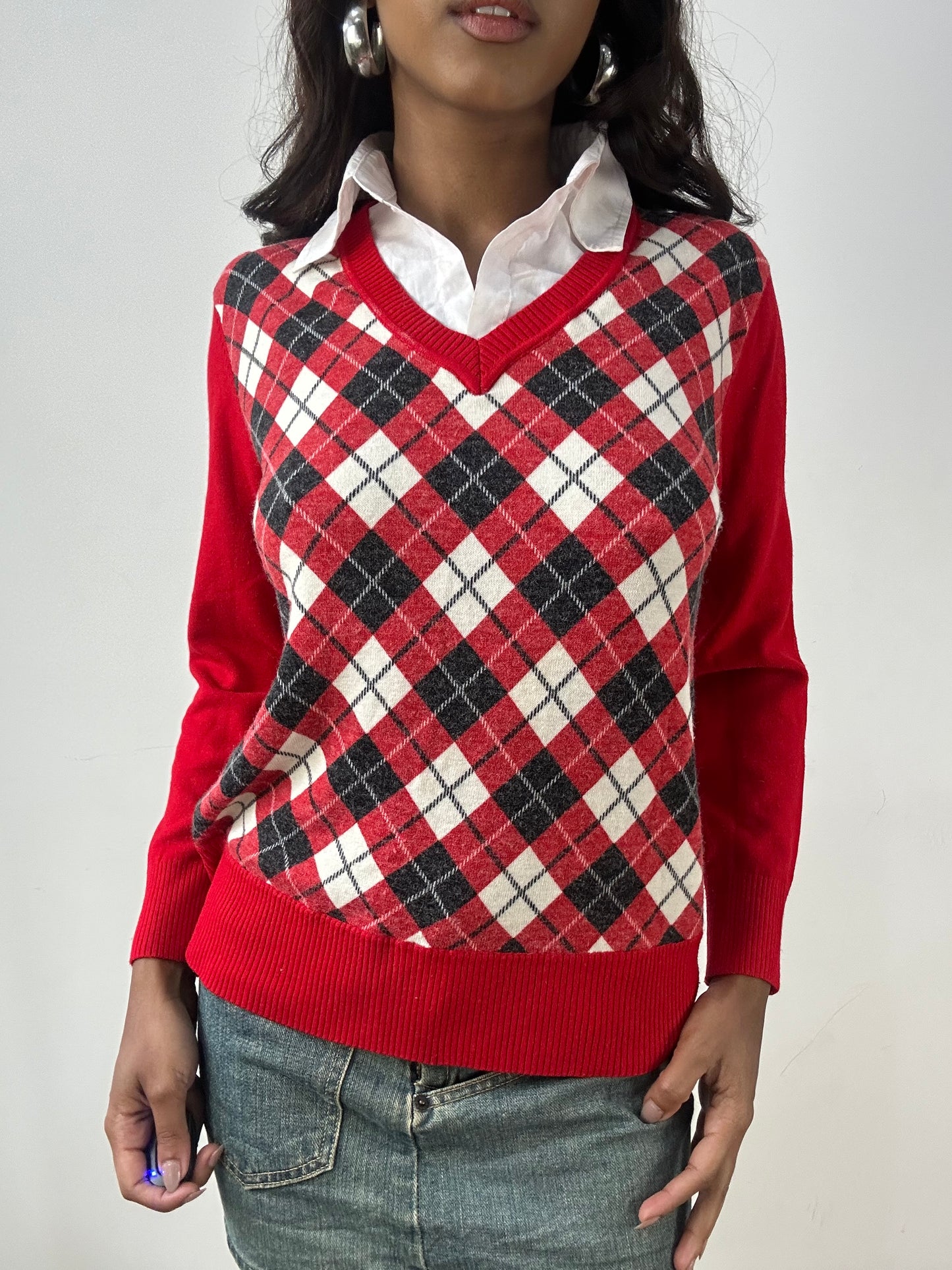 BEST PICKS | medium red argyle print jumper