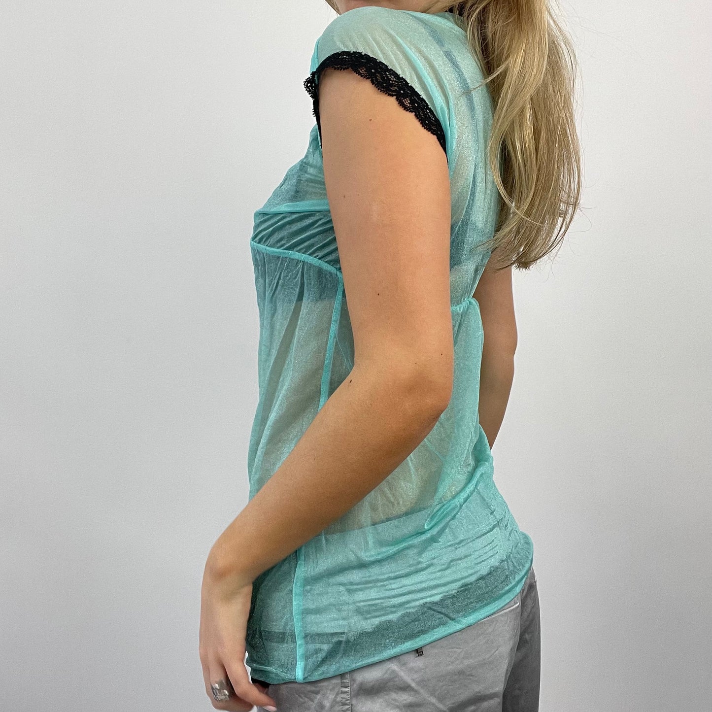 FUTURECORE DROP | small blue custo barcelona mesh t-shirt with lace trim