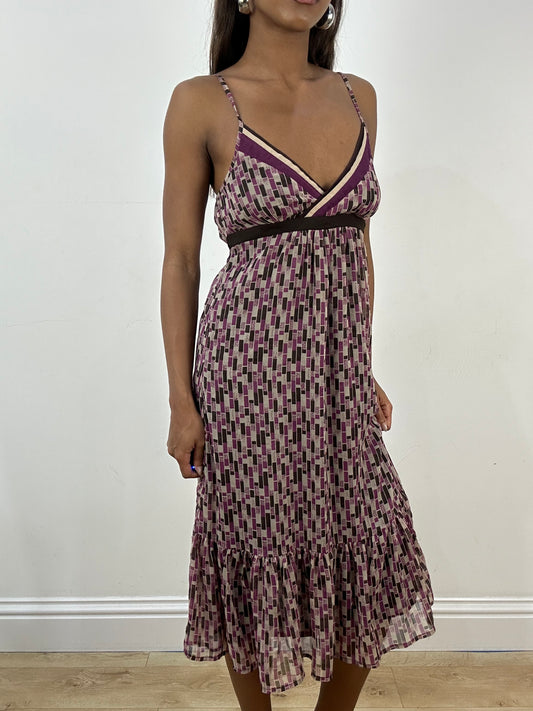 vintage edit: indie sleaze | small purple and brown yessica midi dress