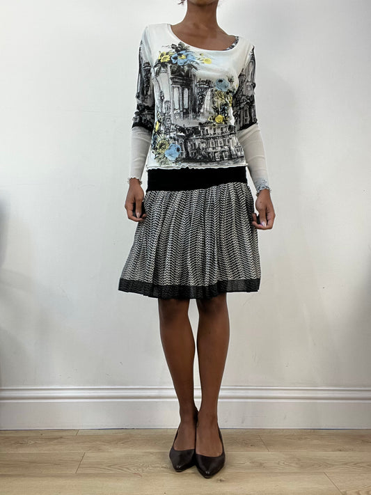 AUTUMN EDIT | extra small black and white mesh overlay midi skirt