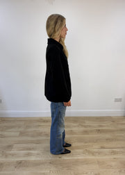 small black fitted double-breasted blazer