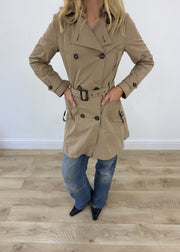 small tan old label zara belted trench coat
