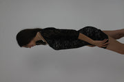black lace three-quarter-sleeve mini dress detail 02