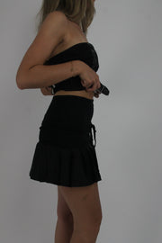 black ruffle mini skirt detail view 02
