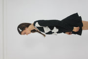 black and white argyle v-neck jumper detail 02