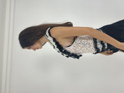 black and white lace ruffle halter top detail 02