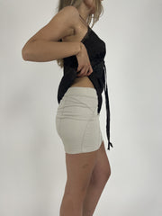cream fitted mini skirt detail view 02