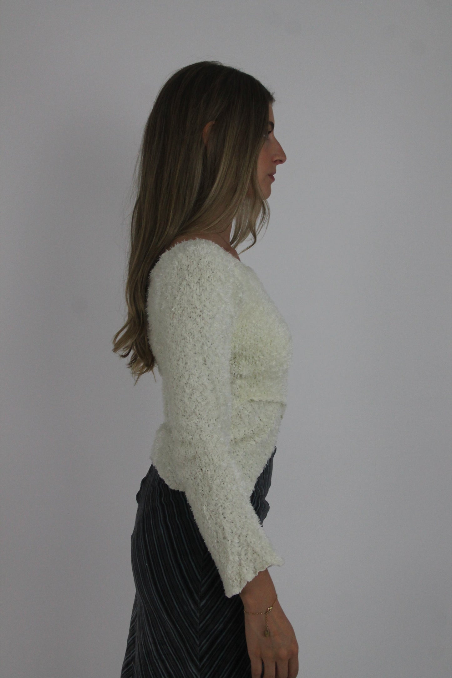 cream fuzzy wrap jumper detail view 02