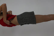 grey button-front mini skort detail 02