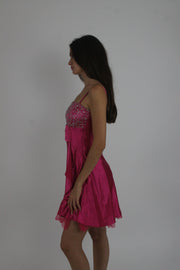 pink sequin and ruffle mini dress detail view 02