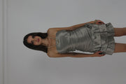 silver tiered satin-style mini dress detail 02
