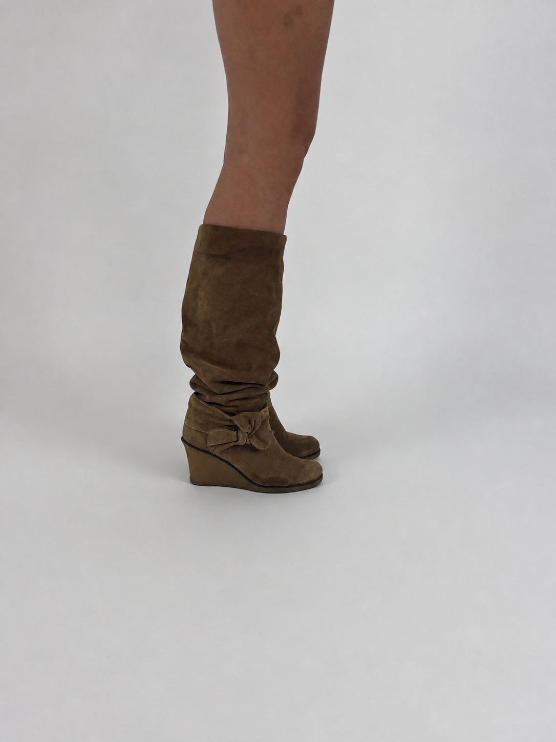 taupe slouch knee-high boots detail view 02