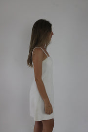 white square-neck mini dress detail view 02