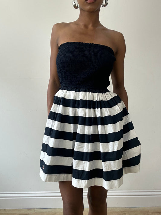 💚Vintage editar treinta y uno | medio azul marino antiguo hollister bandeau mini vestido