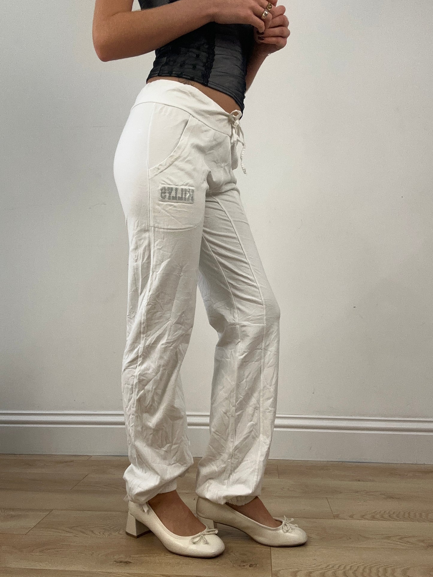 BALLETCORE | medium white tracksuit pants