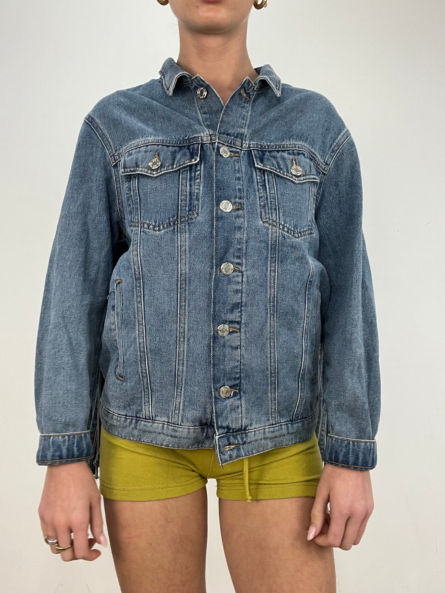 vintage edit ten | medium mid wash denim fringe jacket