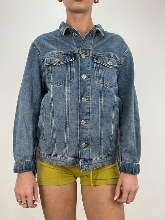 vintage edit ten | medium mid wash denim fringe jacket