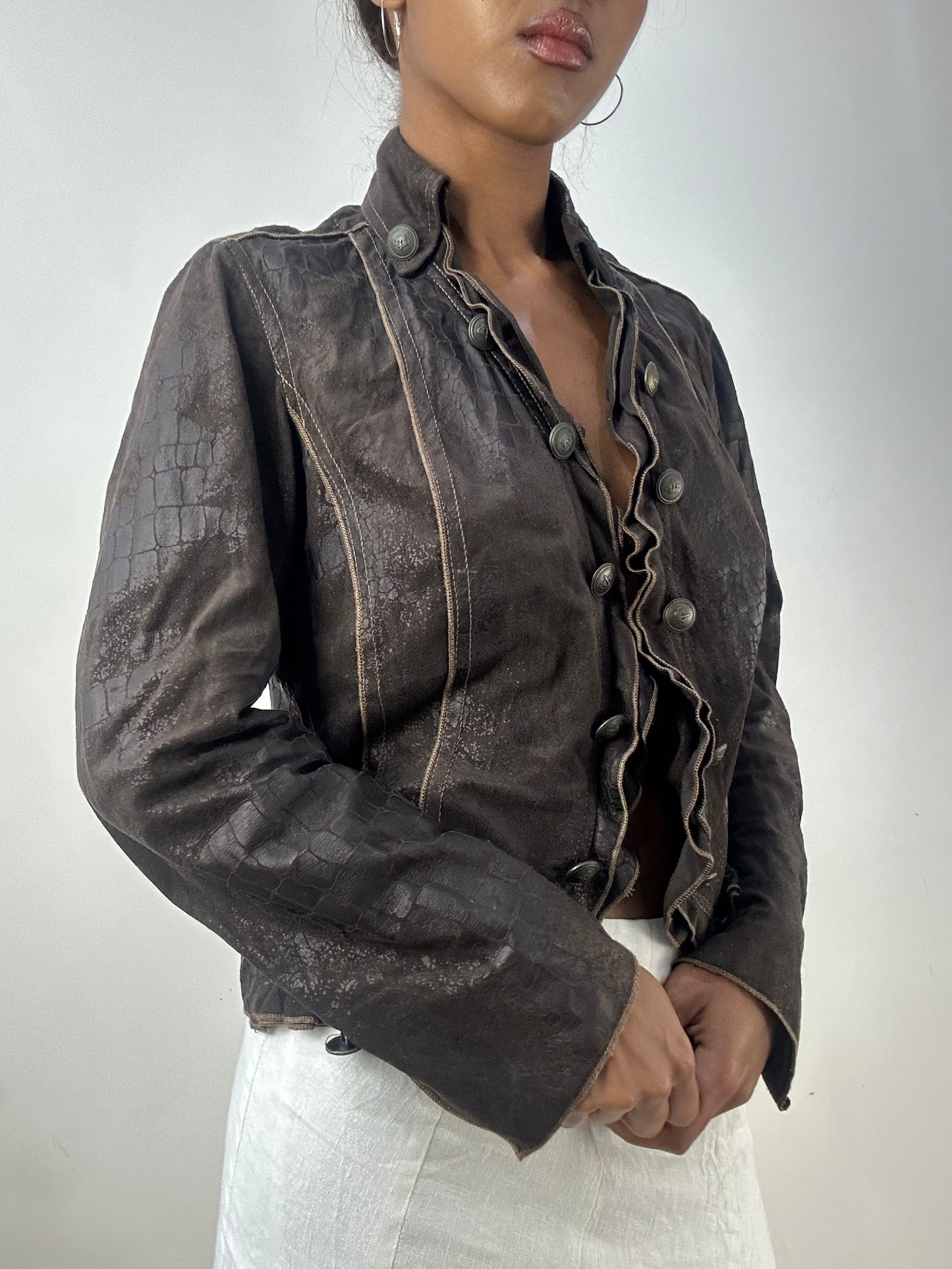 BEST PICKS | medium brown suede style button up jacket