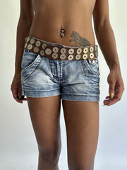 BEST PICKS | 棕色 和 银色 coin studded statement 腰带