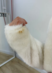 medium white faux-fur style cropped jacket
