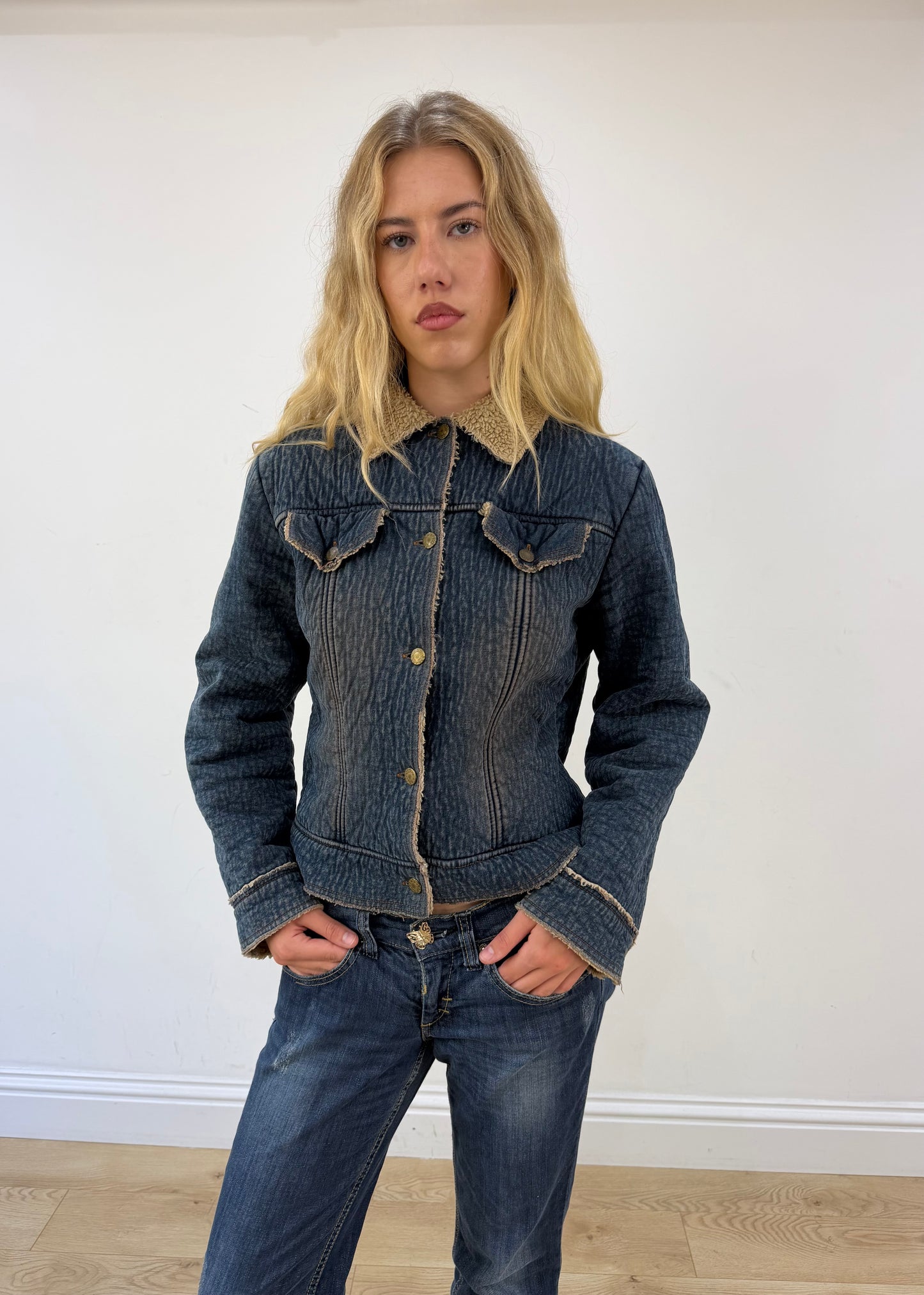 medium denim jacket with sherpa lining