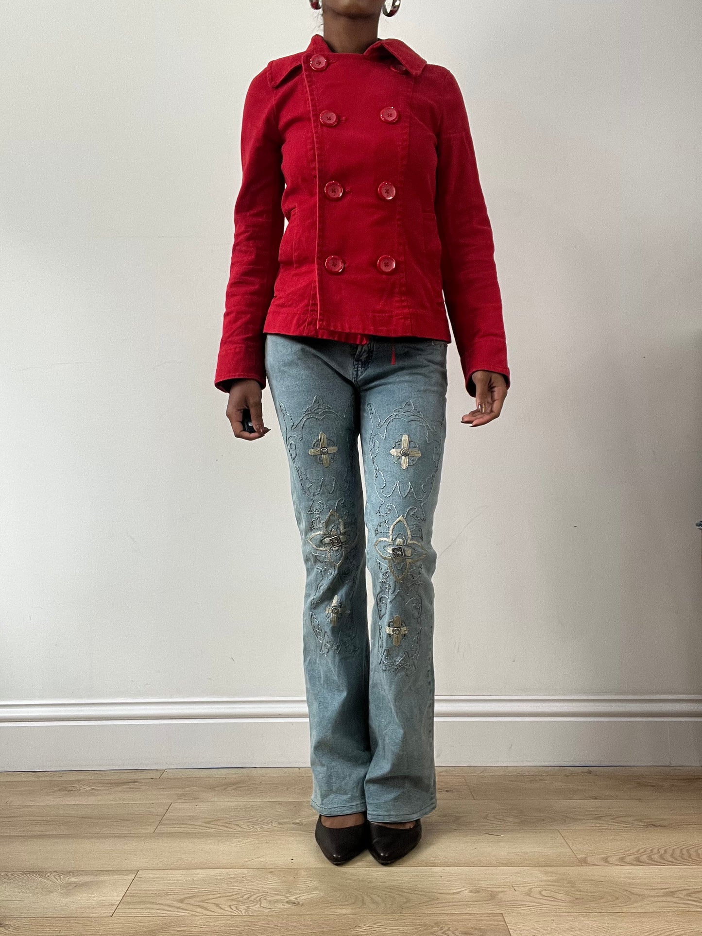 LFW edit | extra small red old h&m peacoat jacket