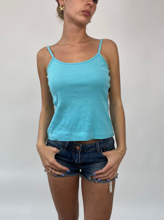 COCONUT GIRL DROP | medium blue cami with cut out side detail