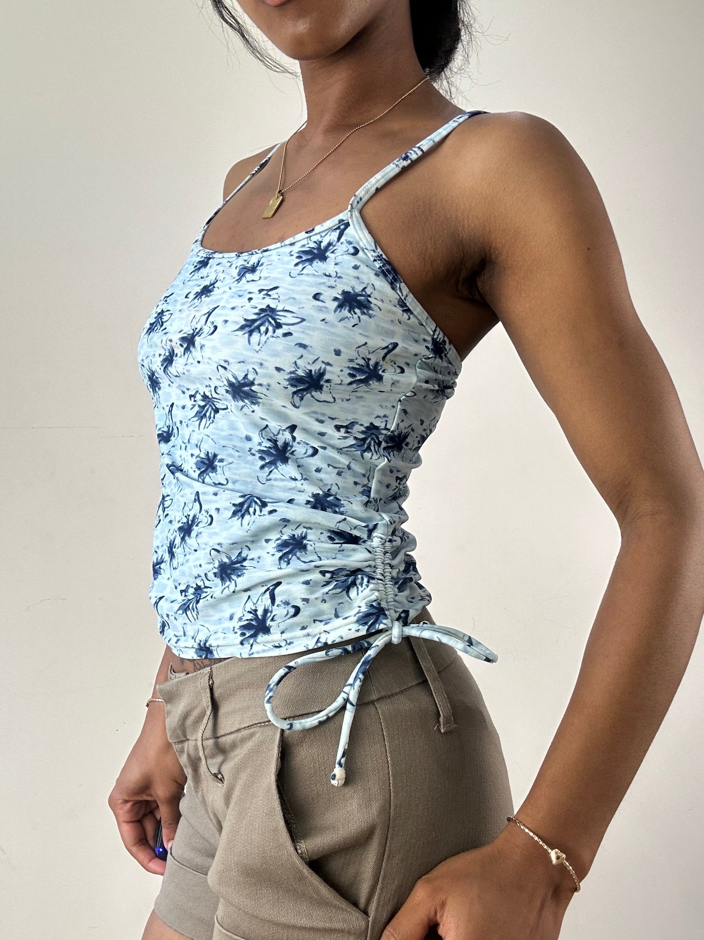 vintage edit twenty-one | medium blue floral  tankini swim set