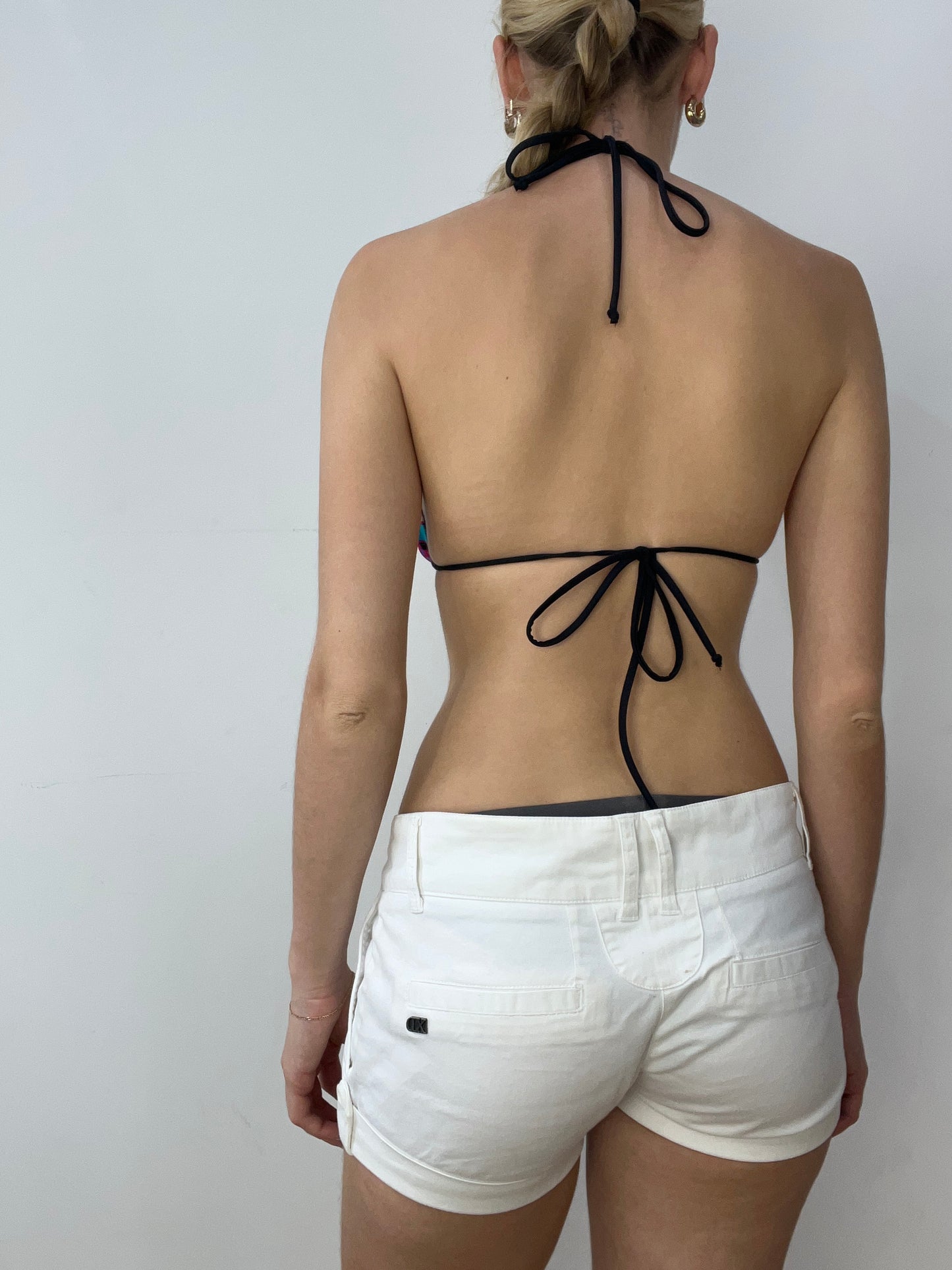 vintage edit thirty | medium purple, black and blue striped bikini set