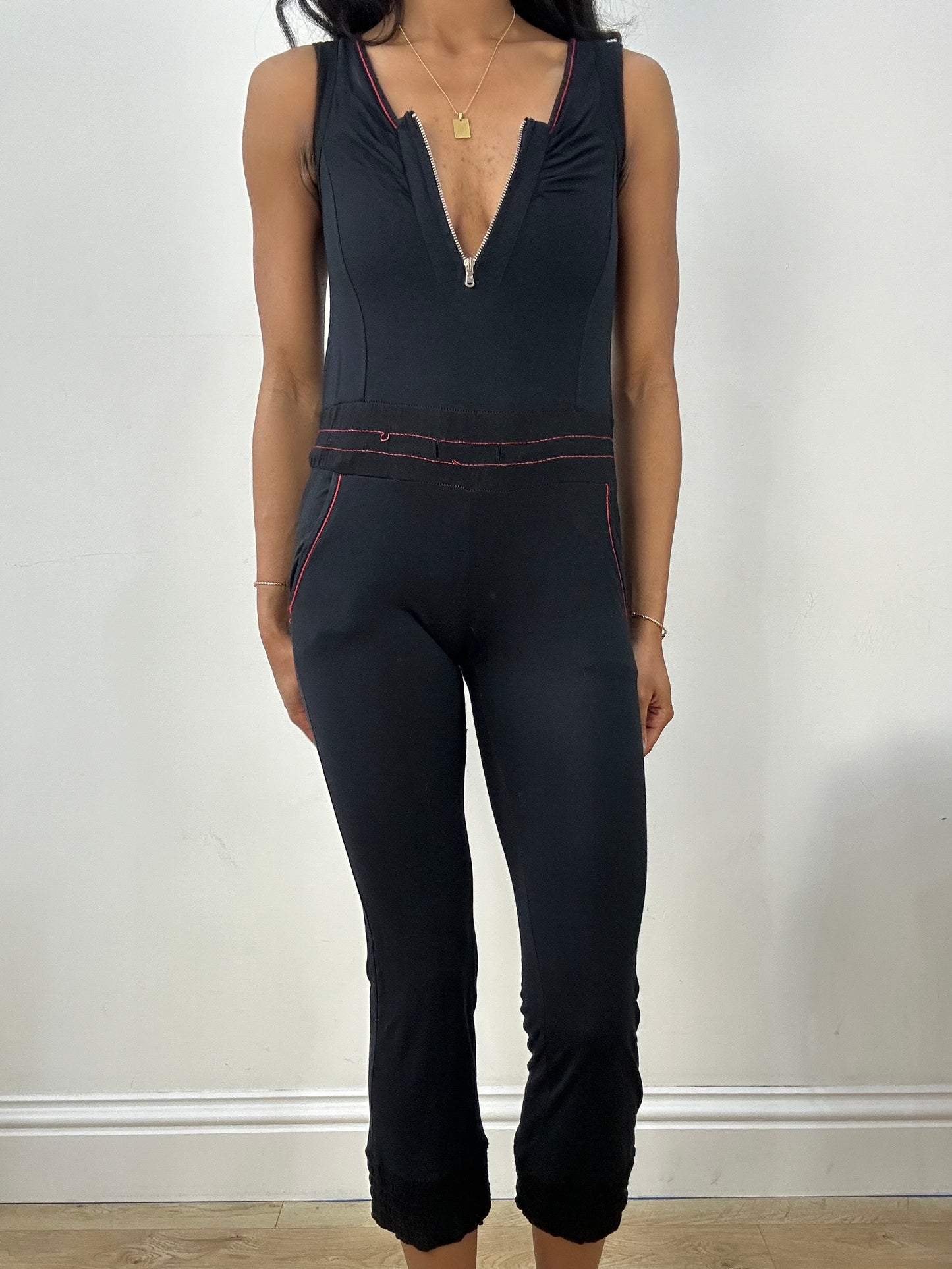 BEST PICKS | extra small miss sixty black jumpsuit with 3/4 zip