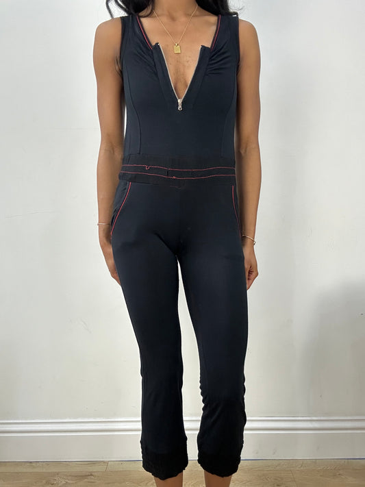 BEST PICKS | extra small miss sixty black jumpsuit with 3/4 zip