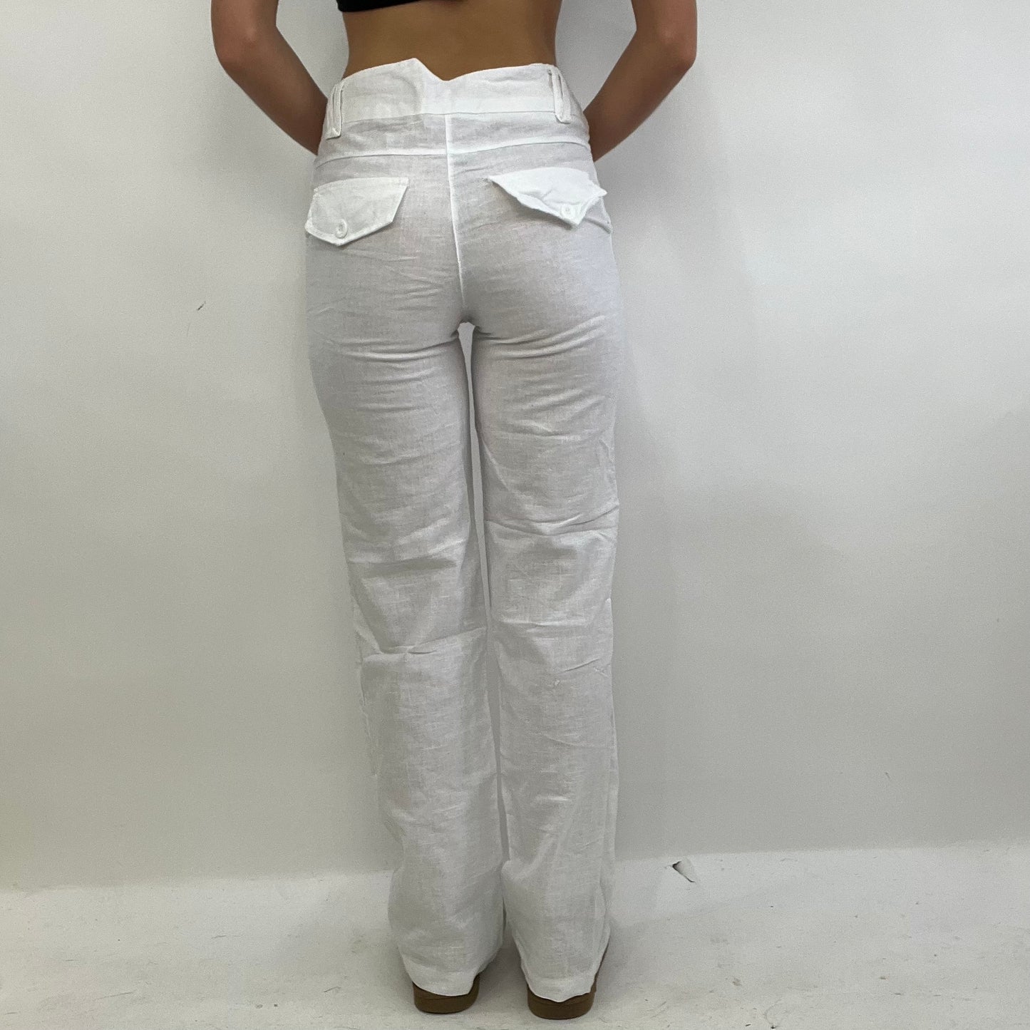 COASTAL GRANDMA DROP | XS white linen trousers