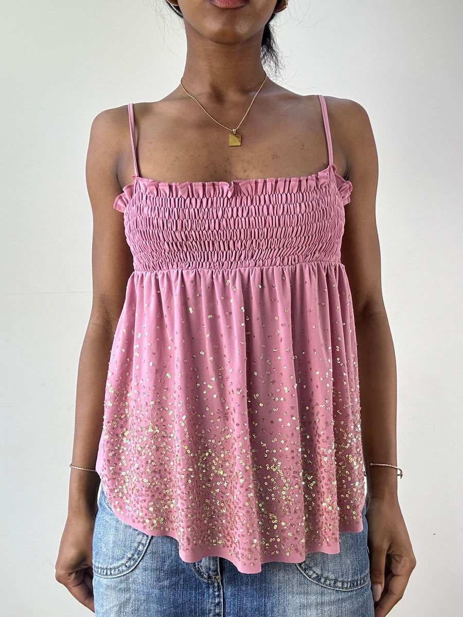 vintage edit twenty-one | xspink ruched bandeau sequin ملابس النساء العليا