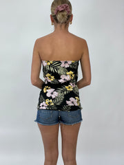 💻 COCONUT GIRL DROP | medium black bandeau with yellow and pink floral jungle print