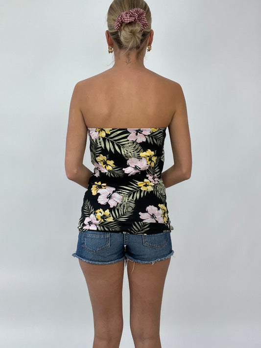 💻 COCONUT GIRL DROP | Bandeu preto médio com impressão floral amarela e rosa