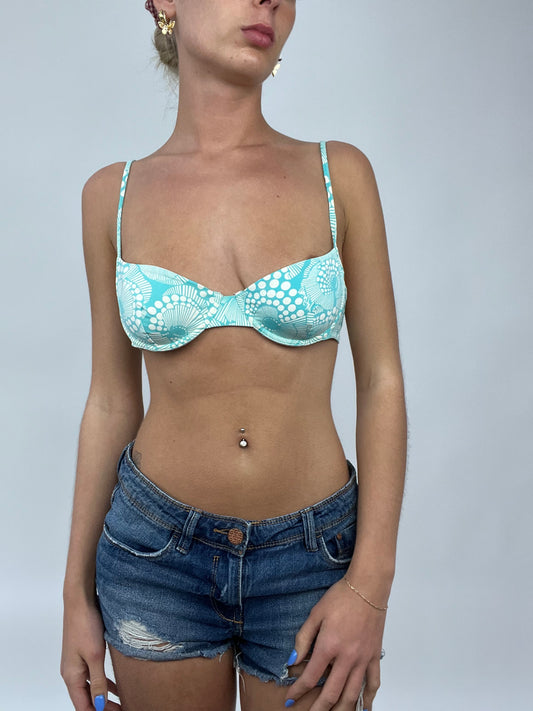 COCONUT GIRL DROP | small blue miss sixty bikini top with white pattern