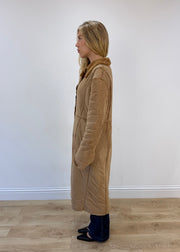 medium brown afghan long coat - side