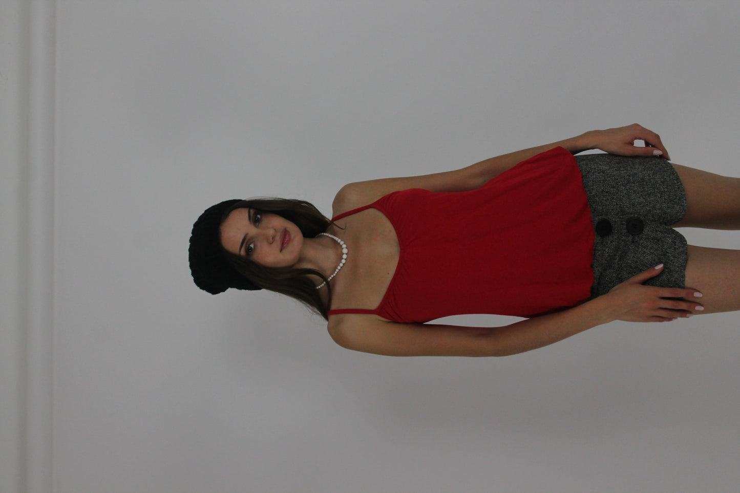 red spaghetti-strap cami top detail 03
