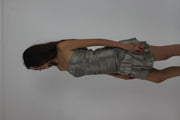 silver tiered satin-style mini dress detail 03