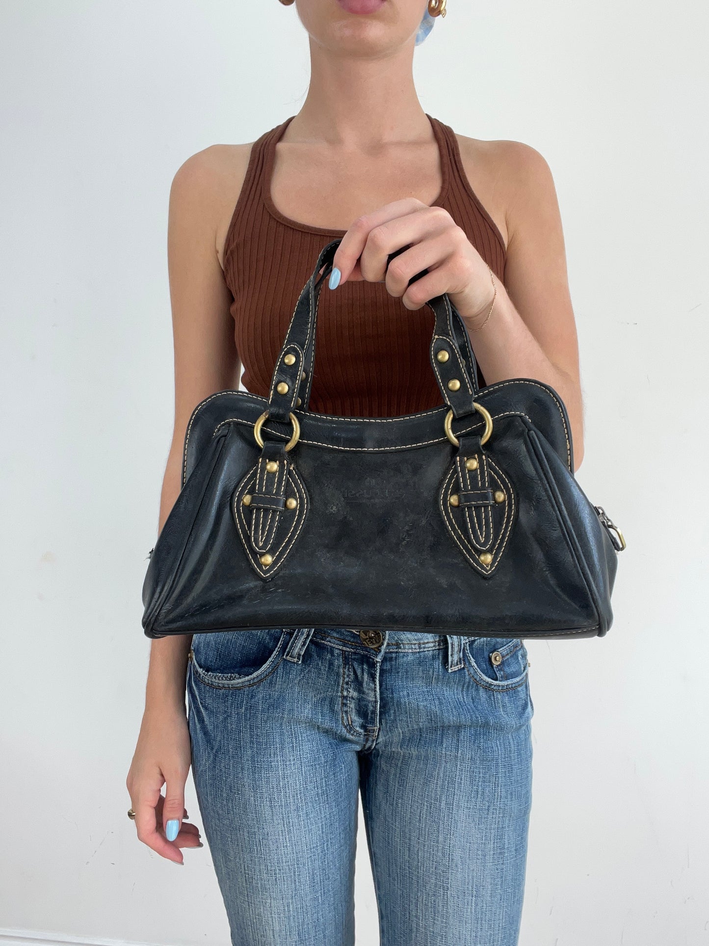 vintage edit twenty eight | black leather style handbag