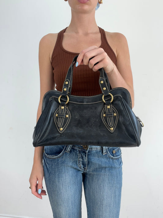 vintage edit twenty eight | black leather style handbag