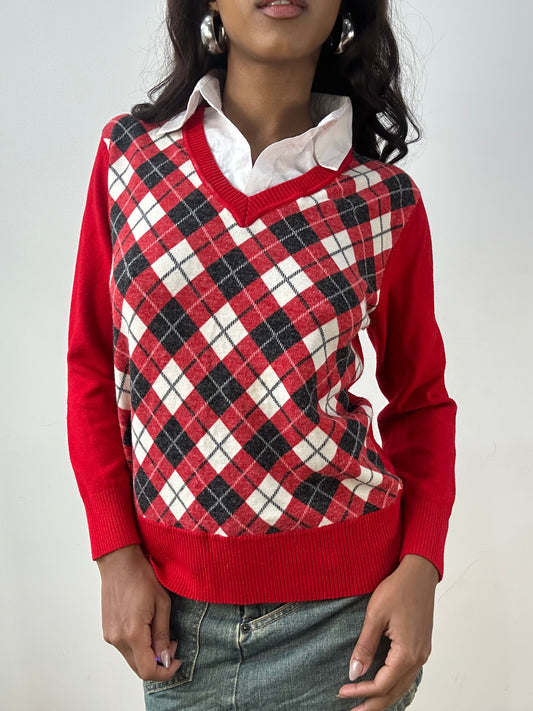 BEST PICKS | medium red argyle print jumper