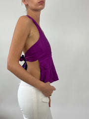 PALM BEACH DROP | small purple reversible halterneck top