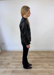medium black leather motorbike jacket