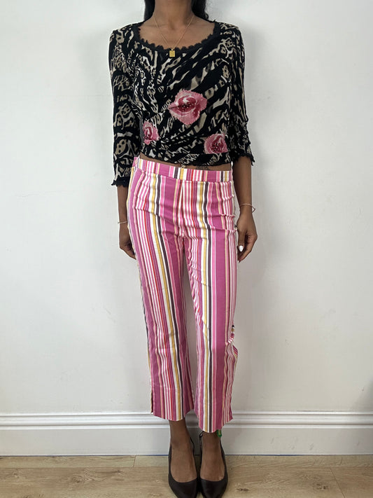 vintage edit eighteen | small pink and white stripy low waisted trousers